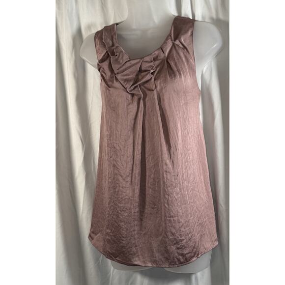 Ann Taylor Loft Sleeveless Scrunched Front Blouse, Mauve, Sz: M, 84-36 - Picture 5 of 13